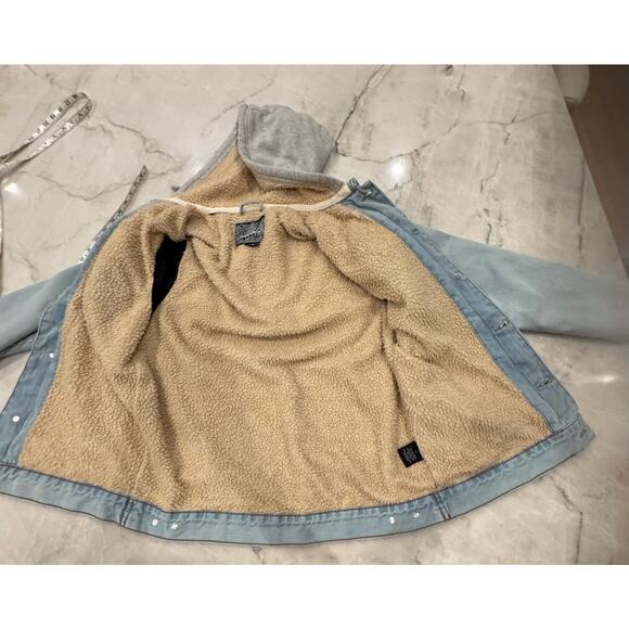 Brooklyn Cloth Jean Jacket Sz S Men’s Sherpa Lining Gray Hoodie Denim - Picture 8 of 12